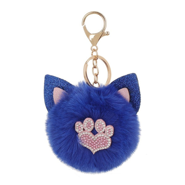 Kitty Pom Pom Keychain